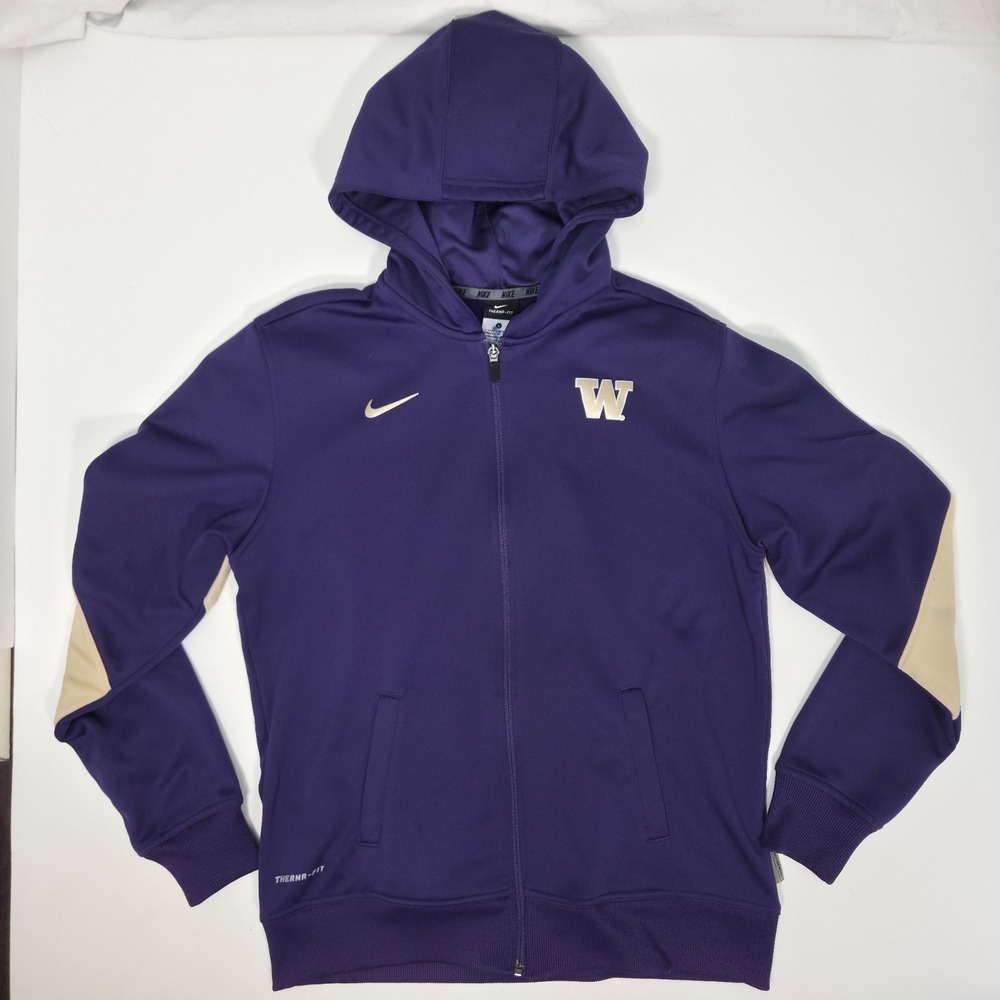 Nike Therma Fit Washington Huskies Full Zip Hoodie Sweatshirt Men's Large Purple